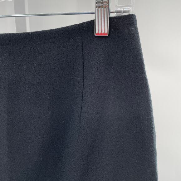 Vintage Anya Black Wool Lined Back Vent Red Beaded Bow Pencil Skirt Size 12 - Picture 4 of 12